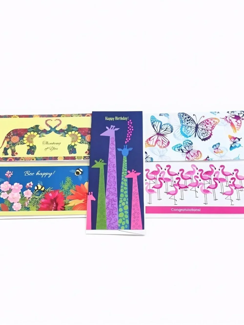 5 Shutterstock Wildlife Greeting Cards, Assorted Greetings, w/Envelopes, Unused